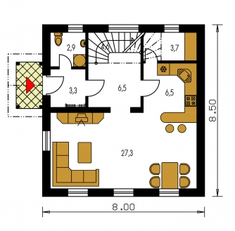 Image miroir | Plan de sol du rez-de-chaussée - KOMPAKT 39